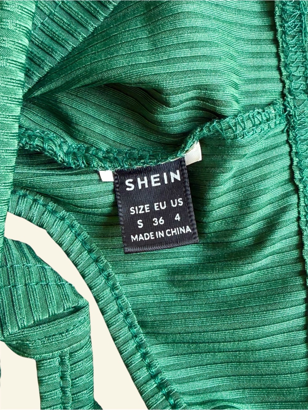 SHEIN Green One Shoulder Ribbed Crop Top Cutout Back Y2K Festival Size S - Picture 6 of 7